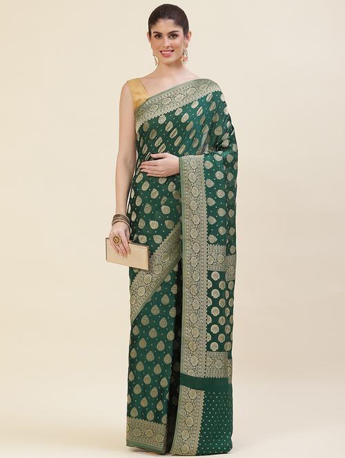 zari bordered banarasi saree with blouse - 20226084 - Very Small Image - 1