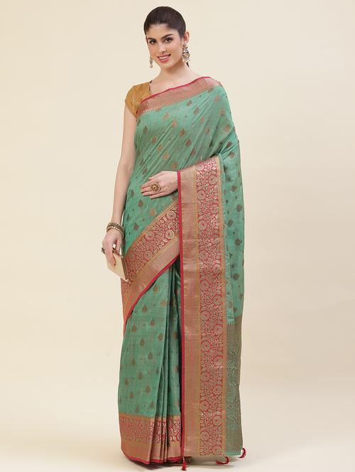multi colored bordered saree with blouse - 20226096 - Very Small Image - 1