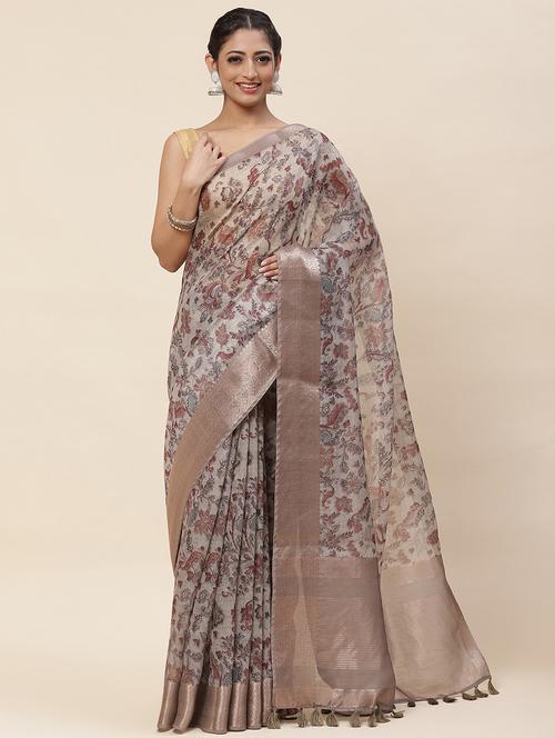 multi colored printed saree with blouse - 20226208 - Very Small Image - 1