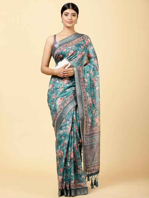 multi colored printed saree with blouse - 20226366 - Very Small Image - 1
