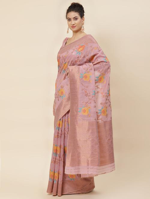 mauve colored bordered saree with blouse - 20226373 - Very Small Image - 1