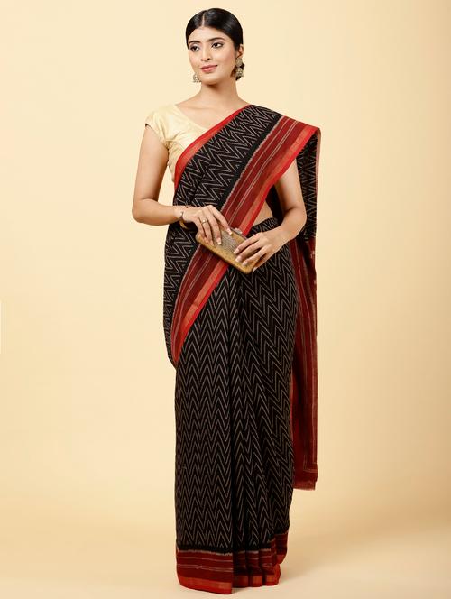 chevron printed saree with blouse - 20226433 - Very Small Image - 1