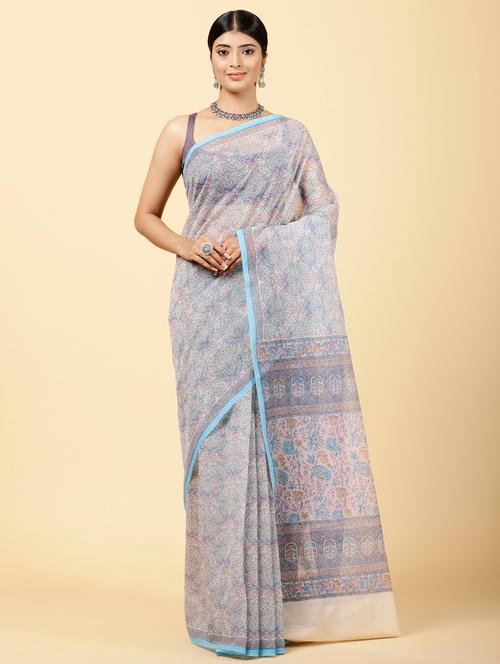 women multi color handloom cotton saree with blouse - 20226436 - Very Small Image - 1