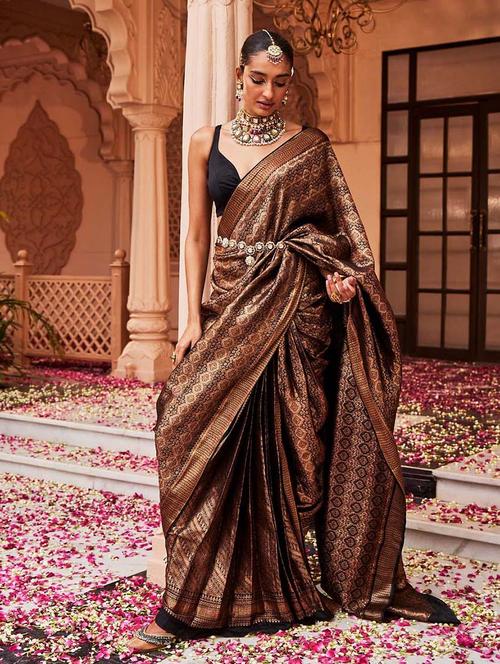 copper colored kanjivaram saree with blouse - 20226484 - Very Small Image - 1