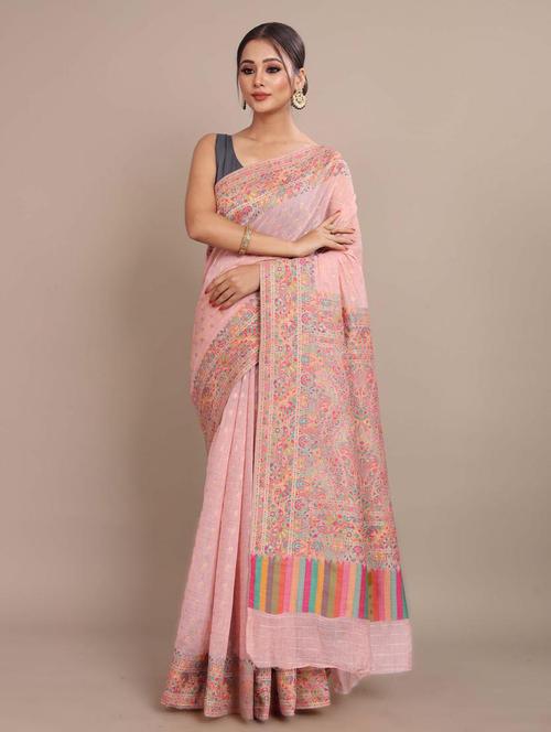 rosewater colored bordered saree with blouse - 20226551 - Very Small Image - 1