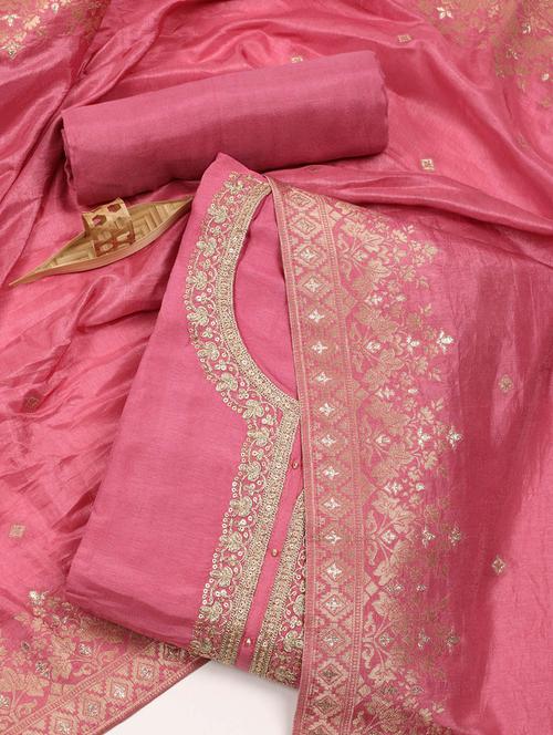 embroidered unstitched salwar suit set - 20226690 - Very Small Image - 1