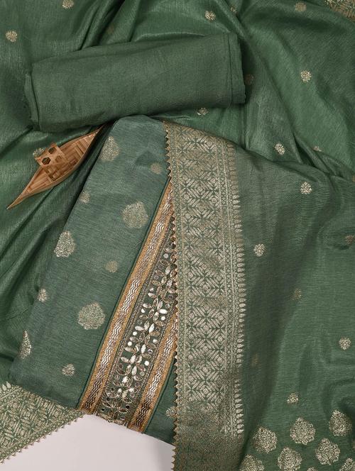 bottle green colored unstiched dress - 20226765 - Very Small Image - 1
