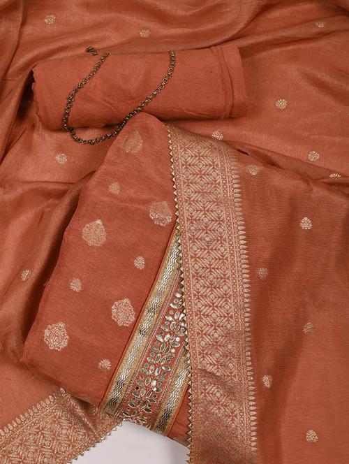rust colored unstiched dress - 20226766 - Very Small Image - 1