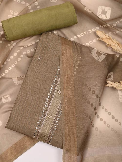 embroidered unstitched salwar suit set - 20226770 - Very Small Image - 1