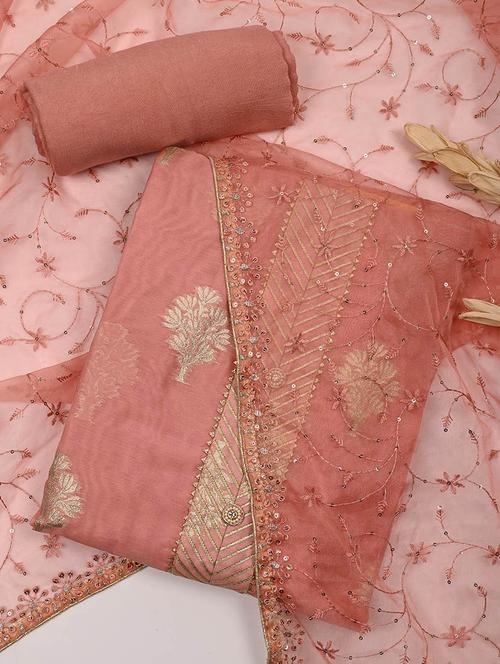 embroidered unstitched salwar suit set - 20226772 - Very Small Image - 1