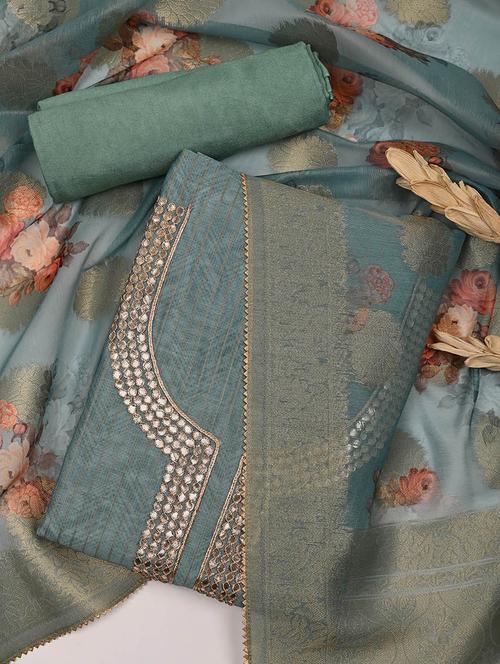 ai aqua colored unstiched dress - 20226788 - Very Small Image - 1