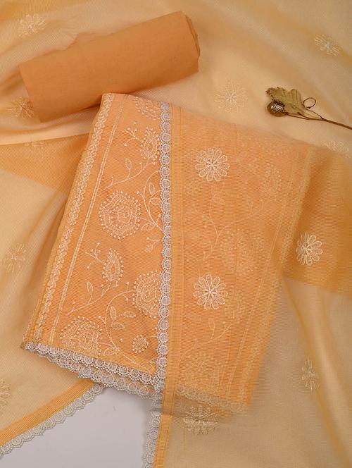 orange colored unstiched dress - 20226791 - Very Small Image - 1