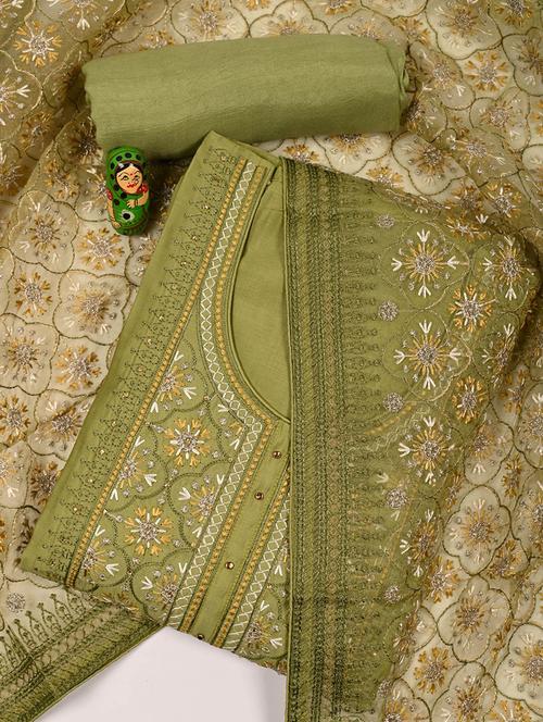 women green unstitched salwar suit - 20226799 - Very Small Image - 1