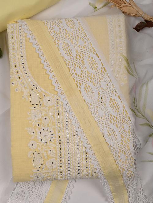lemon sherbet colored unstiched dress - 20226804 - Very Small Image - 1