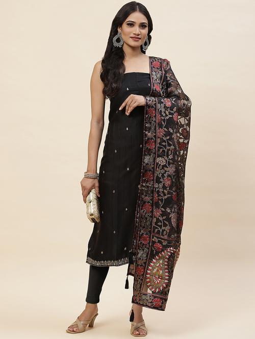 black colored unstiched dress - 20226818 - Very Small Image - 1
