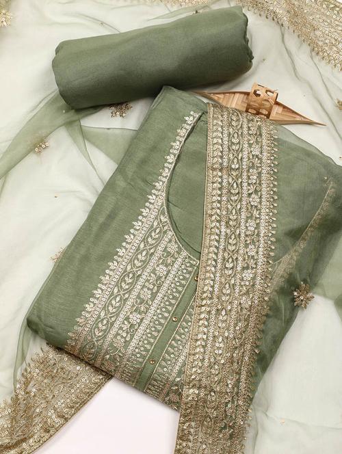 embroidered unstitched salwar suit set - 20226830 - Very Small Image - 1