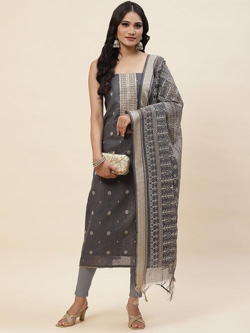 charcoal colored unstiched dress - 20226834 - Very Small Image - 1