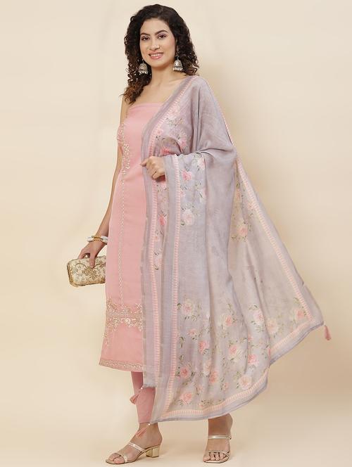 embroidered unstitched suit set - 20226843 - Very Small Image - 1