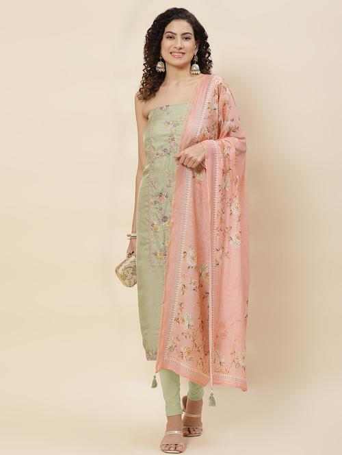 embroidered unstitched suit set - 20226848 - Very Small Image - 1