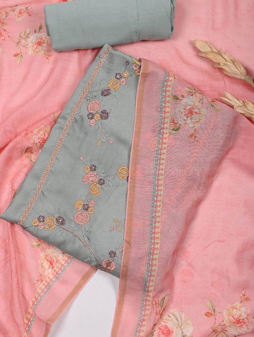 embroidered unstitched suit set - 20226849 - Very Small Image - 1