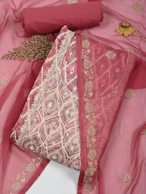 pink colored unstiched dress - 20226889 - Very Small Image - 1