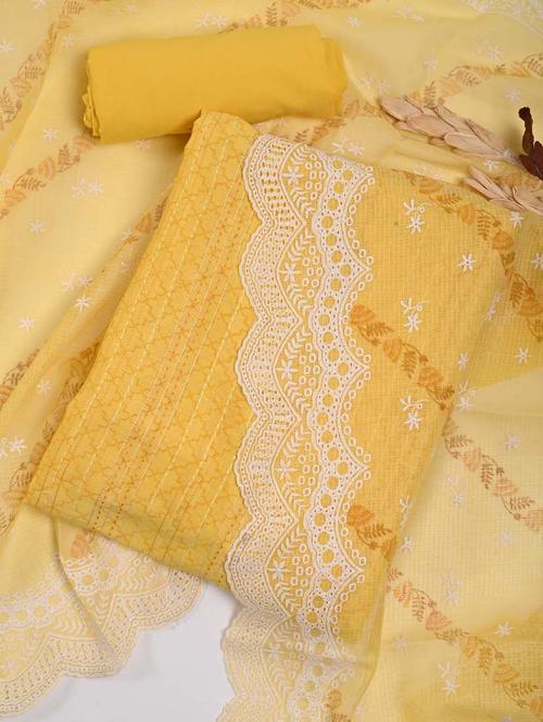 lemon sherbet colored unstiched dress - 20227062 - Very Small Image - 1