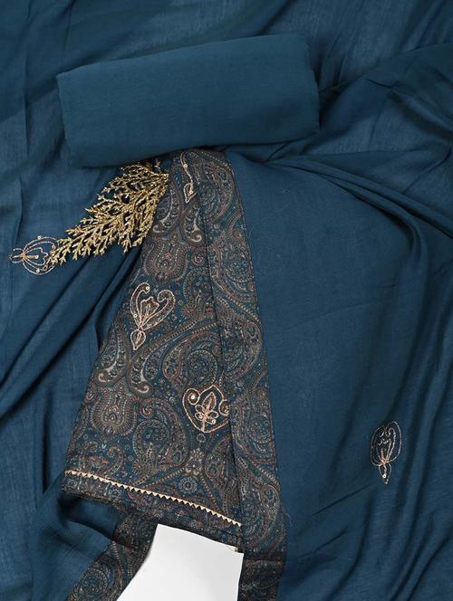 women blue unstitched salwar suit - 20227091 - Very Small Image - 1