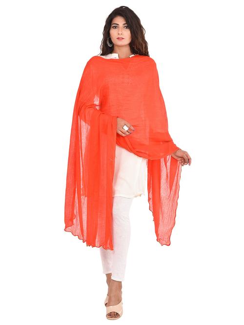 orange plain dupatta - 20227540 - Very Small Image - 1