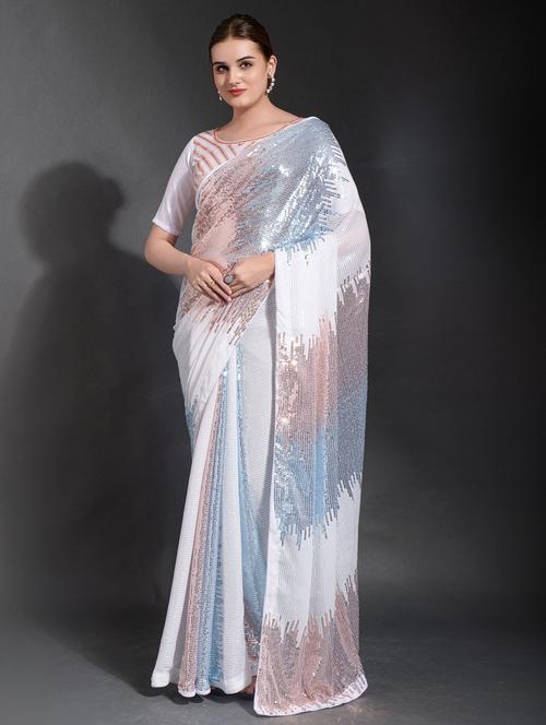 multi colored sequined saree - 20228461 - Very Small Image - 1