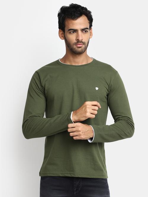 green solid round neck t-shirt - 20228624 - Very Small Image - 1