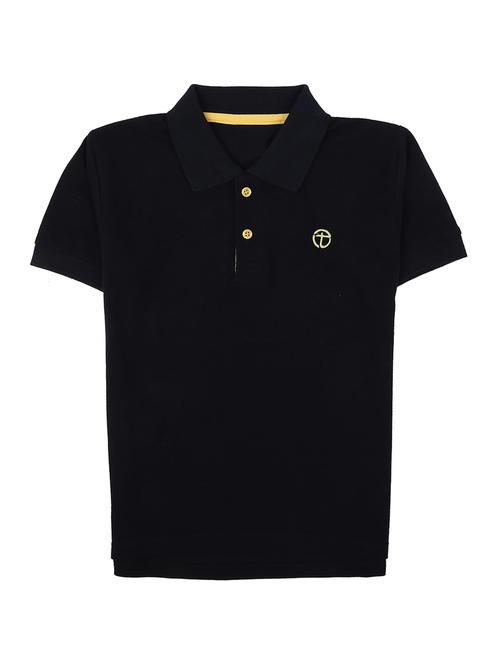 navy blue solid polo neck t-shirt - 20228722 - Very Small Image - 1