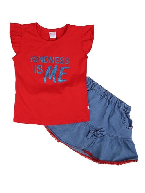 girls multi colored cotton twin set - 20228778 - Very Small Image - 1