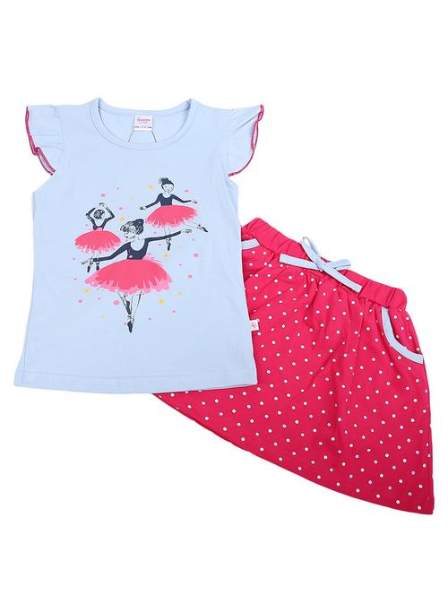 girls multi colored cotton twin set - 20228792 - Very Small Image - 1