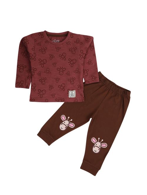 girls maroon printed full length sets - 20228805 - Very Small Image - 1