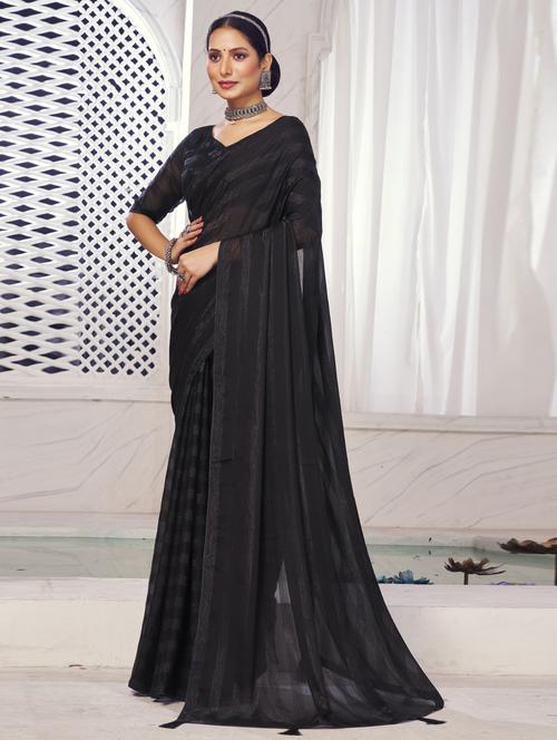 women's self design black colored saree - 20230111 - Very Small Image - 1