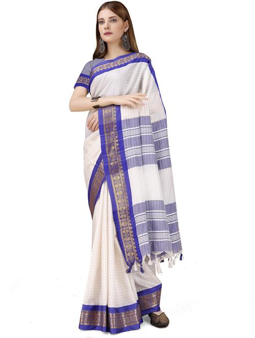 checkered assam silk saree with blouse - 20231514 - Very Small Image - 1