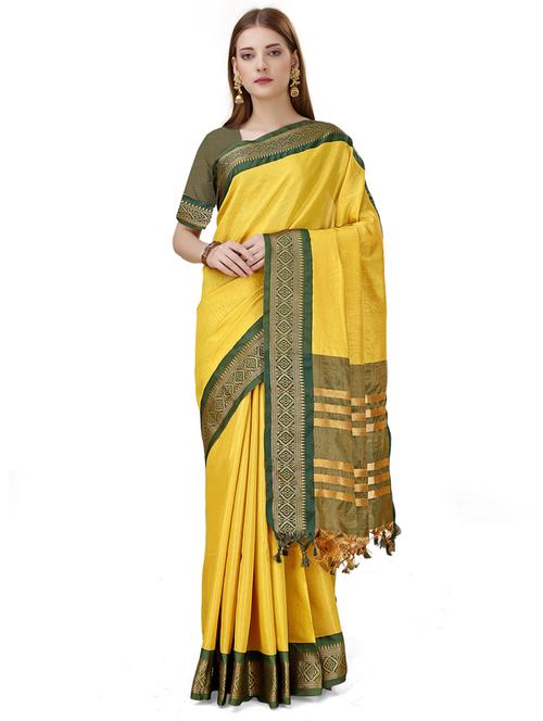 solid border assam silk saree with blouse - 20231519 - Very Small Image - 1