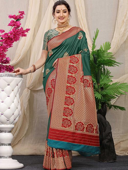 jacquard work banarasi saree with blouse - 20231884 - Very Small Image - 1