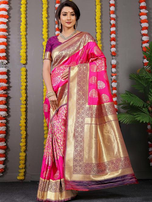zari work pink paithani saree - 20232049 - Very Small Image - 1