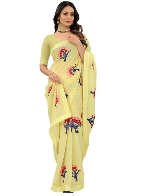 yellow embroidered saree with blouse - 20232191 - Very Small Image - 1