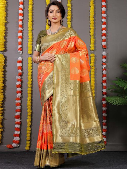 jacquard work banarasi saree with blouse - 20232202 - Very Small Image - 1