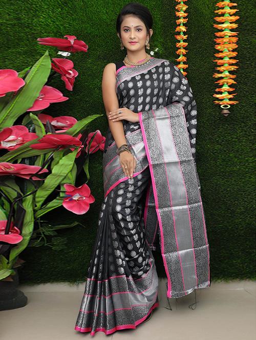 jacquard work banarasi saree - 20232338 - Very Small Image - 1