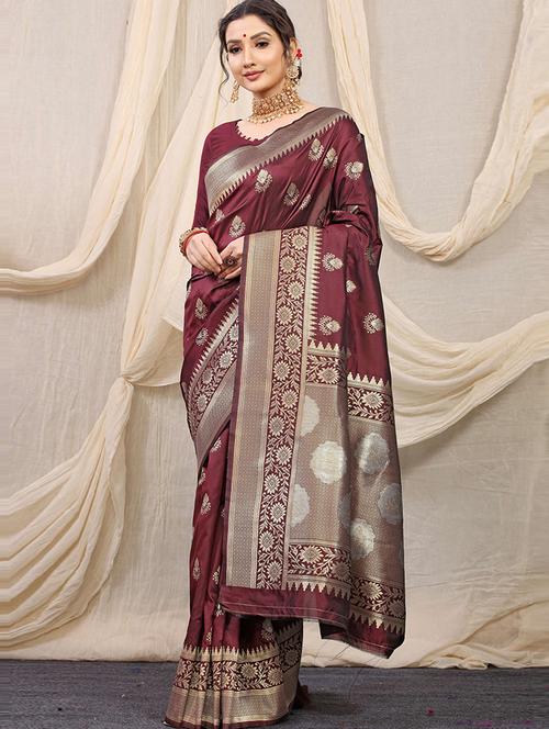 jacquard work banarasi saree - 20232418 - Very Small Image - 1