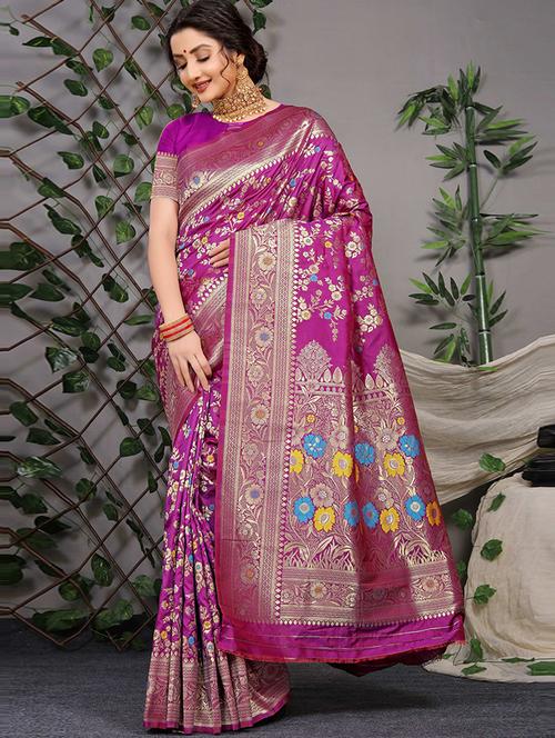 women's banarasi saree with blouse - 20232514 - Very Small Image - 1