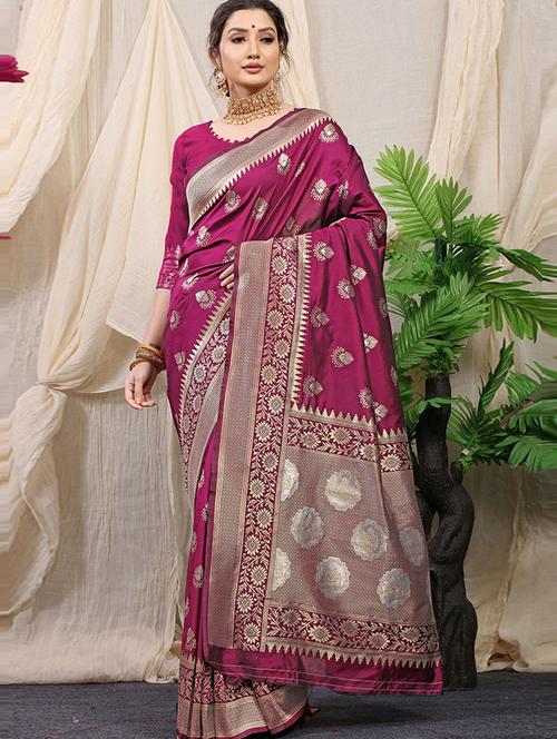 jacquard work banarasi saree - 20232523 - Very Small Image - 1