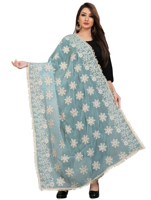 lace detailed embroidered dupatta - 20232602 - Very Small Image - 1