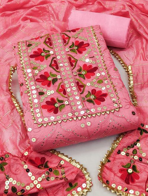 embroidered unstitched suit set - 20234427 - Very Small Image - 1