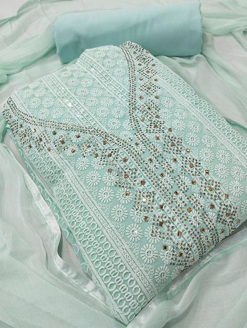 embroidered unstitched suit set - 20234437 - Very Small Image - 1