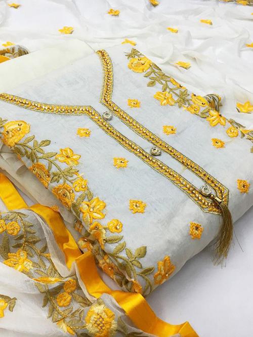 embroidered unstitched suit set - 20234450 - Very Small Image - 1