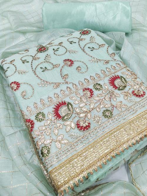 embroidered unstitched suit set - 20234523 - Very Small Image - 1